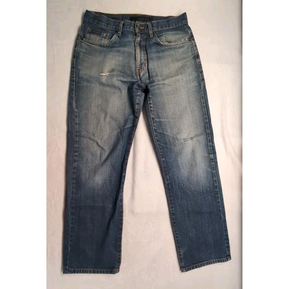 Calvin Klein Relaxed Straight Jeans Men’s Medium Wash Size 32 RN 36009
